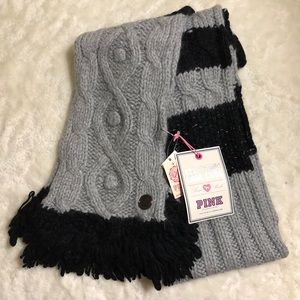 PINK by VS Black/Gray Cozy Handknits Scarf